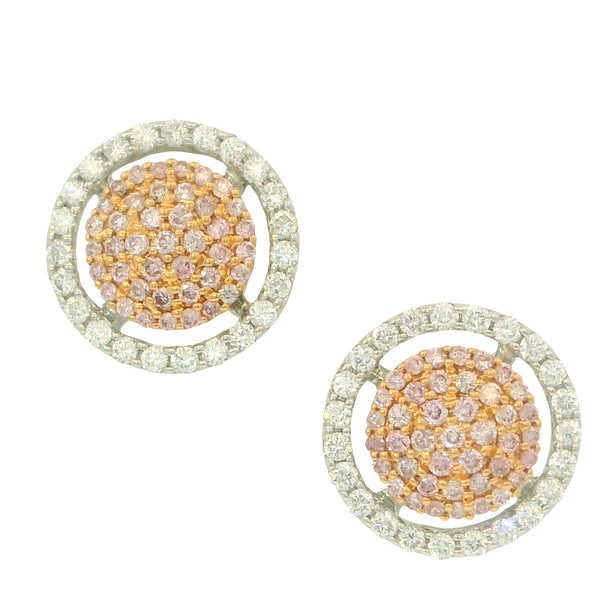 Pave Pink & White Diamond Earrings