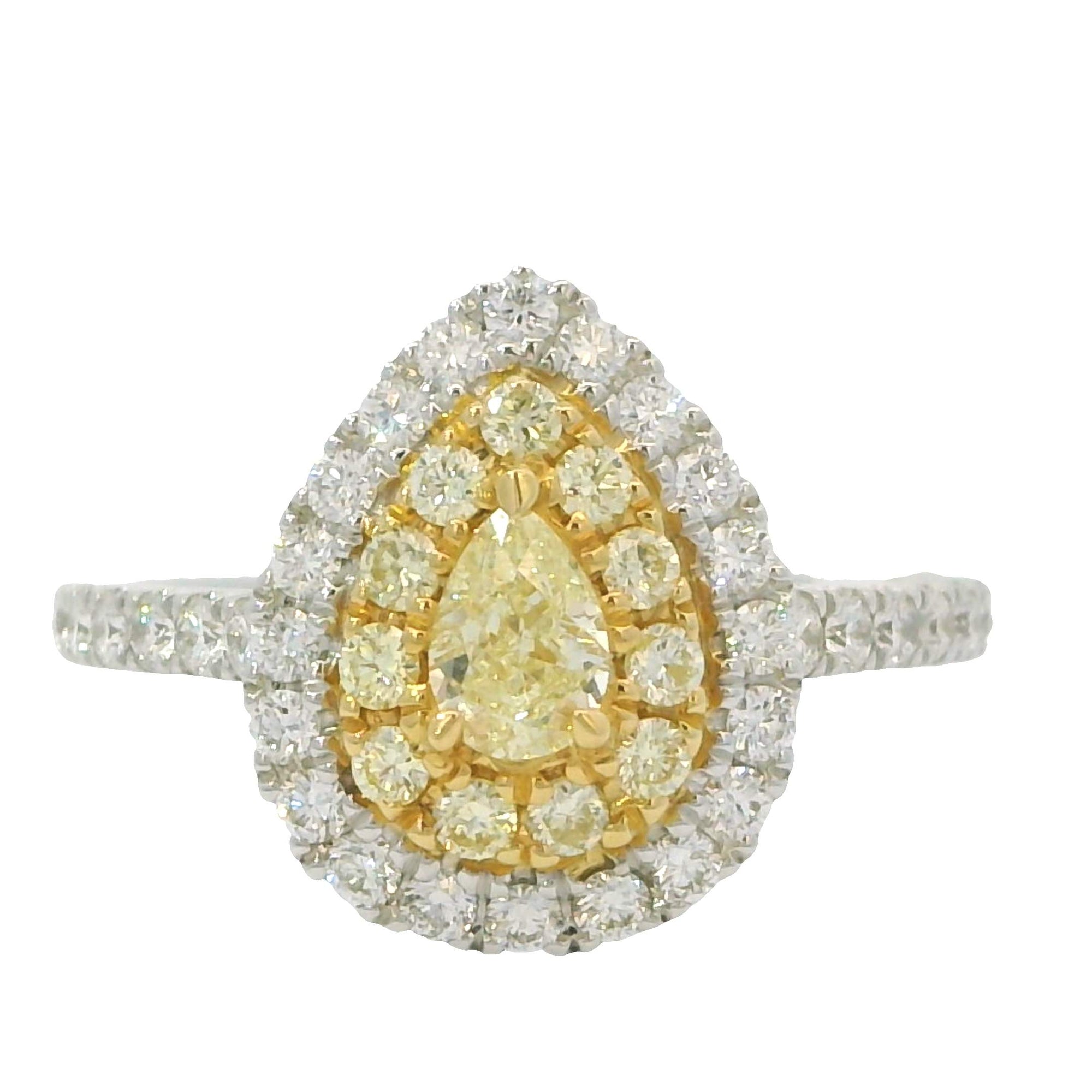Yellow & White Halo Diamond Ring