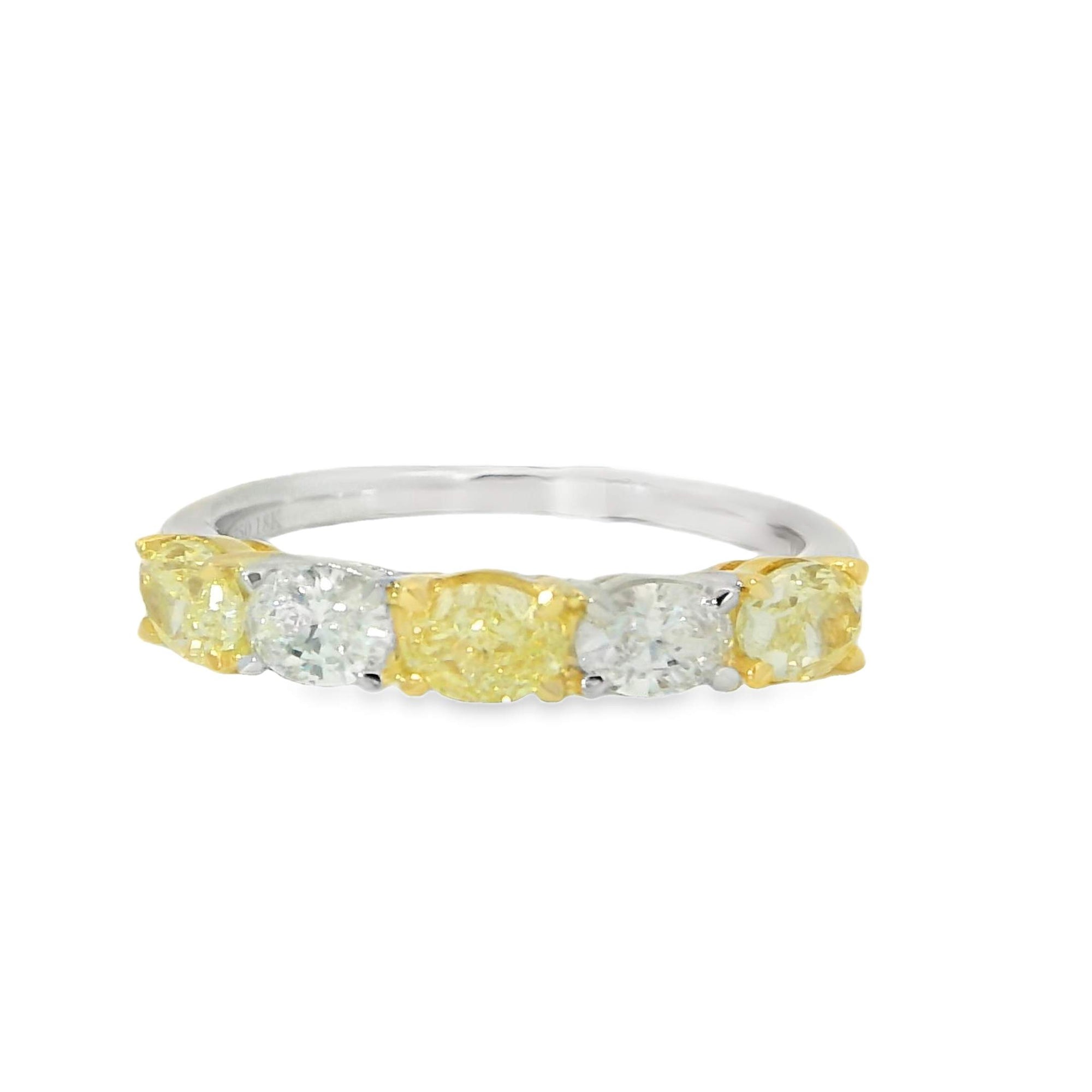 Oval Yellow & White Diamond Ring