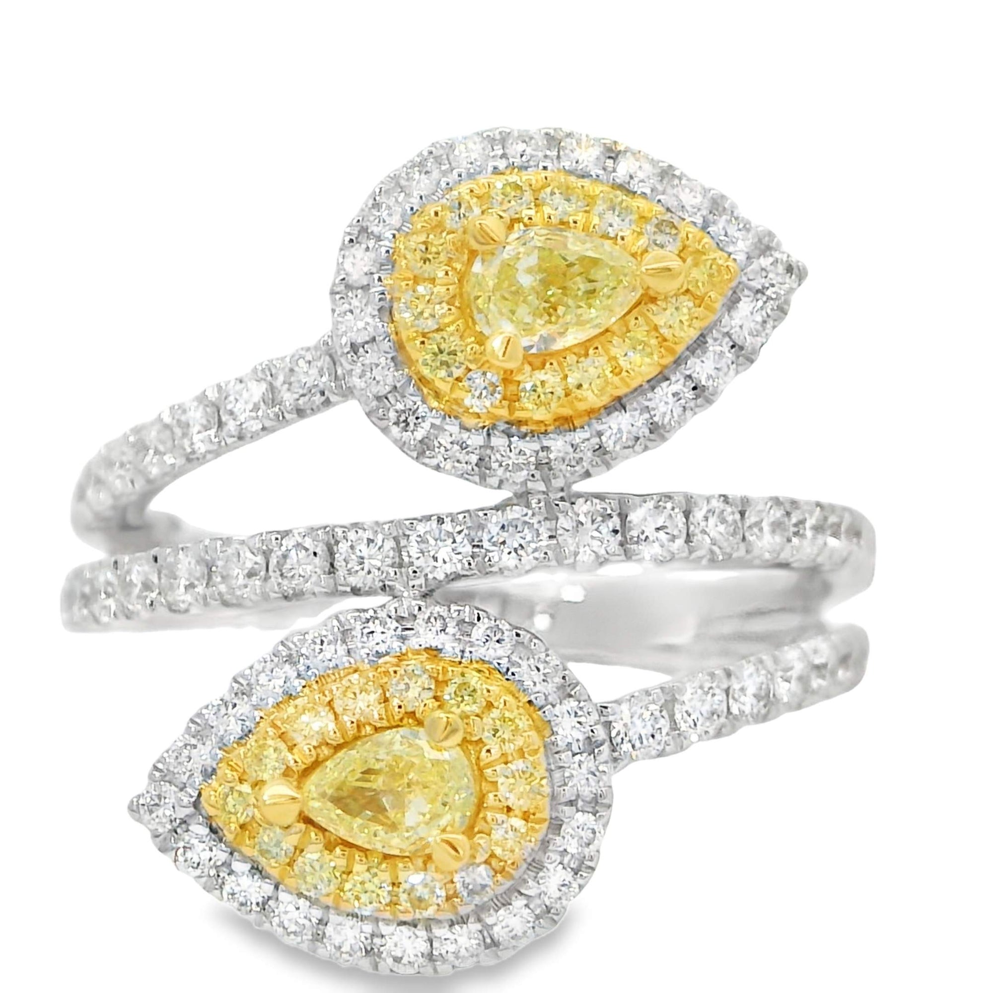 Yellow & White Diamond Bypass Ring