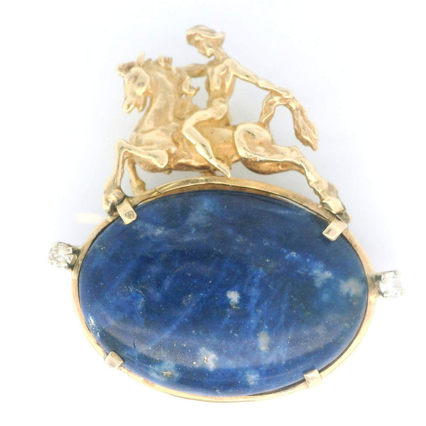 Sodalite Horse Rider Brooch