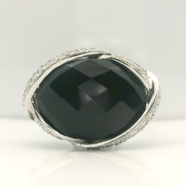 White & Black Diamond Onyx Ring
