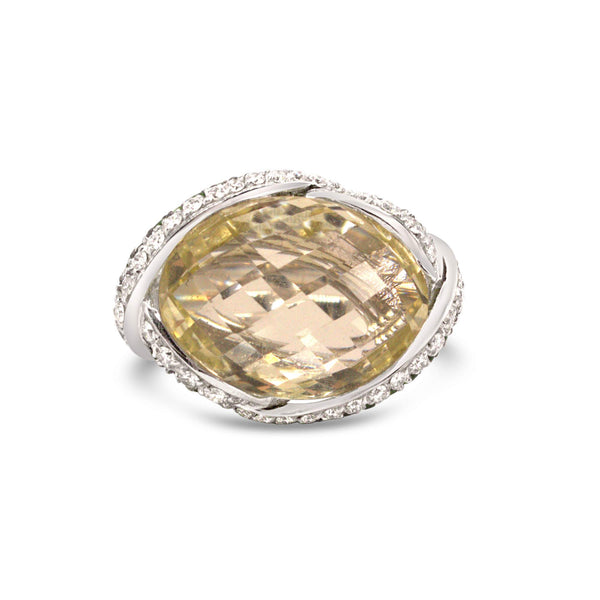 LEMON QUARTZ DIAMOND AND TSAVORITE RING Provident Jewelery
