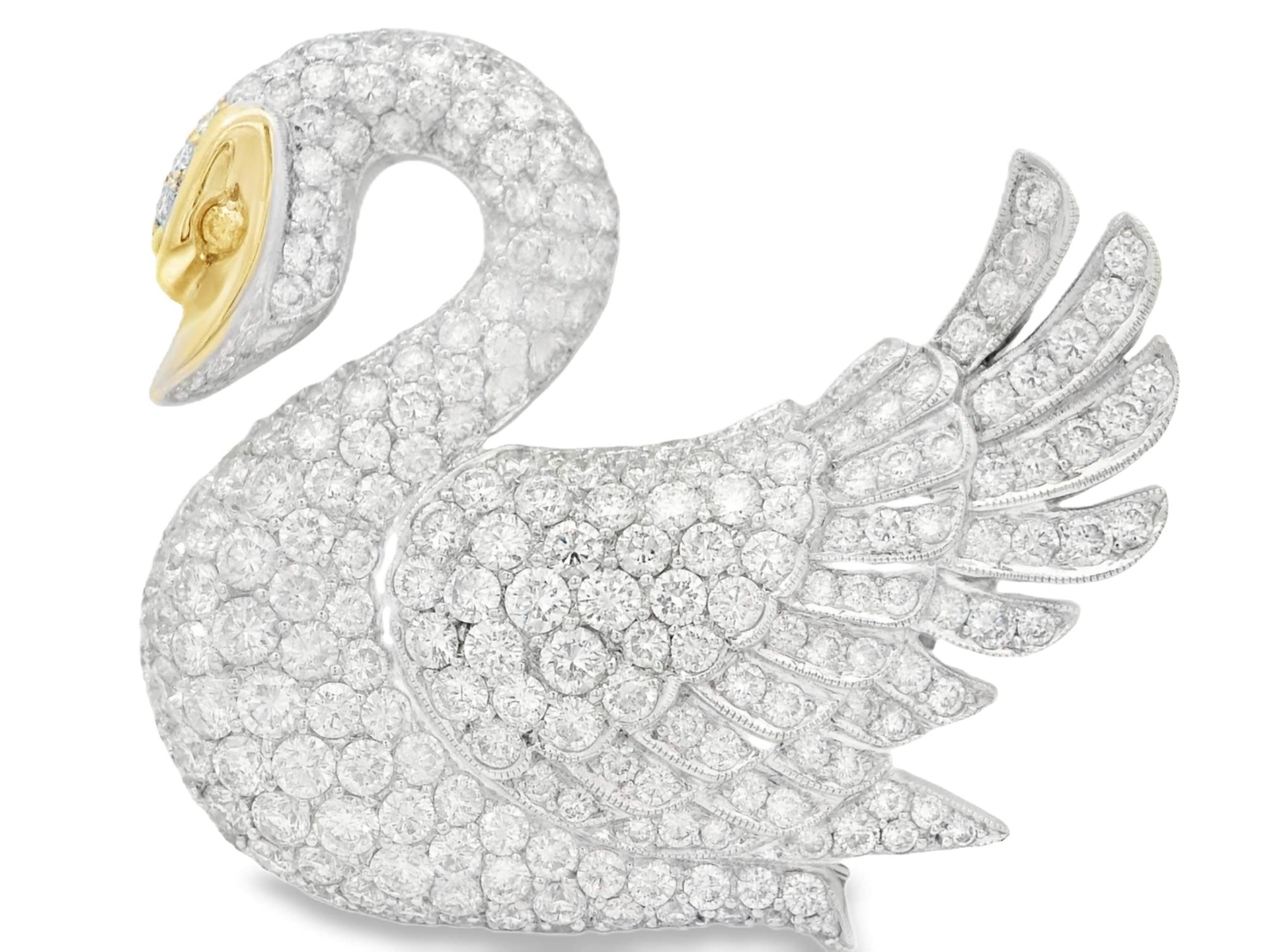 Swan Diamond Brooch