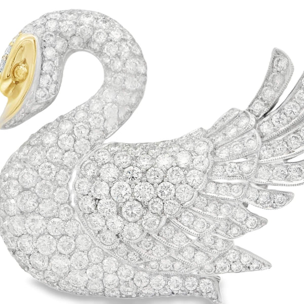 Swan Diamond Brooch