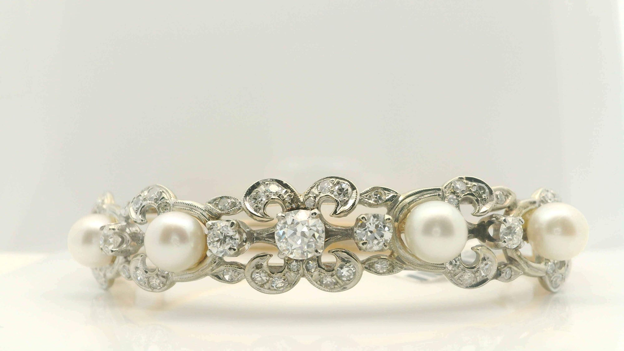 Pearl & Diamond Bangle Bracelet