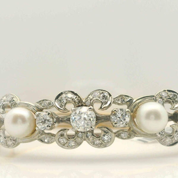 Pearl & Diamond Bangle Bracelet