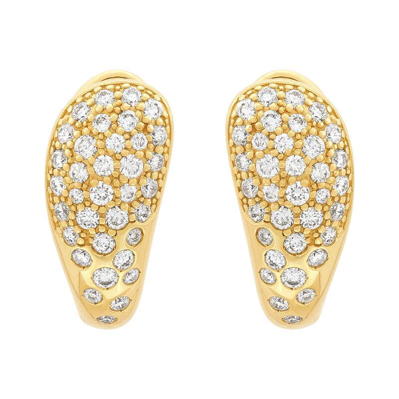 Drop Shape Pave Diamond Huggie Earrings