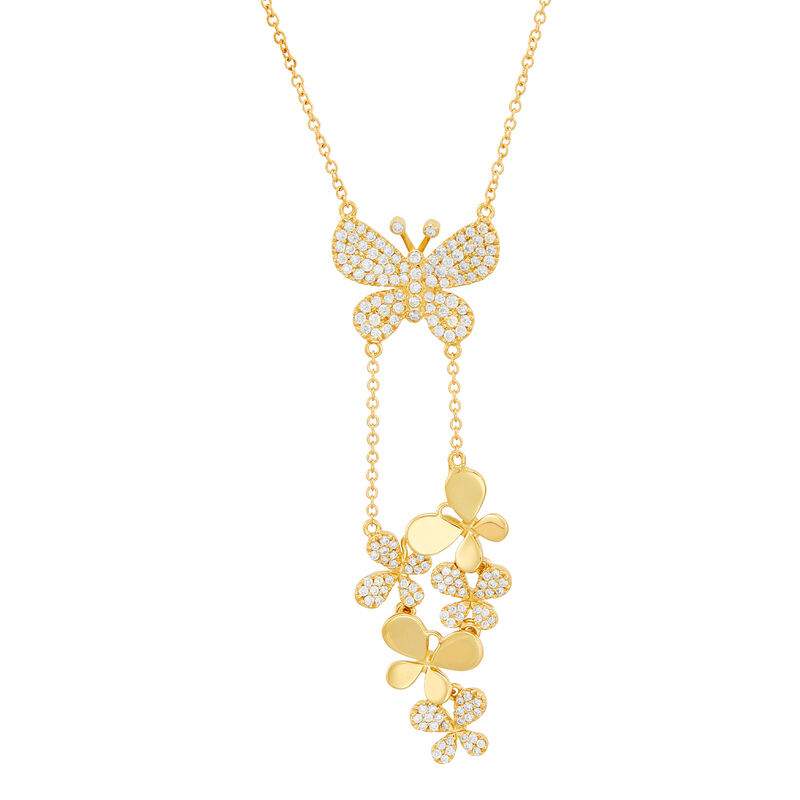 Diamond Butterfly Drop Necklace