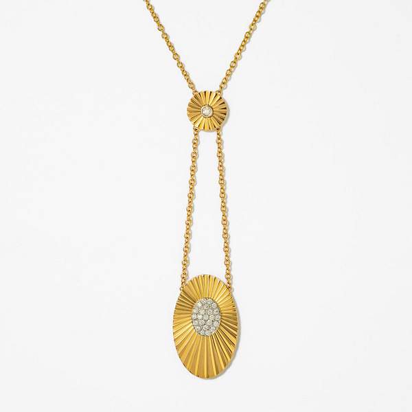 Starburst Oval Diamond Pendant Necklace