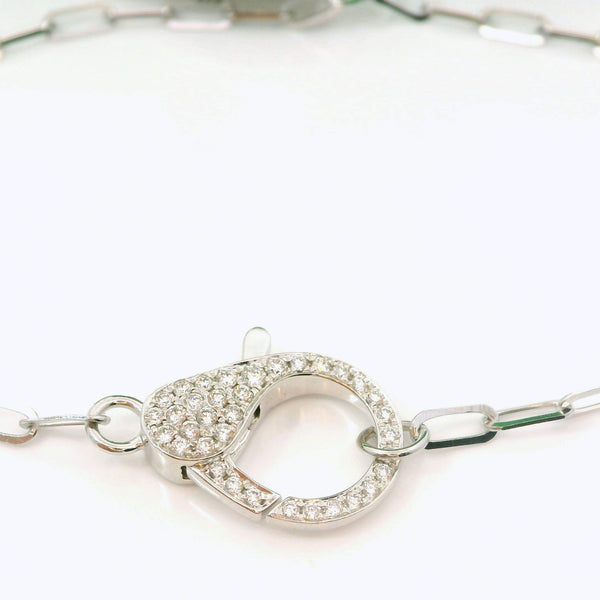 Pave Diamond Clasp Paperclip Bracelet Provident Jewelery