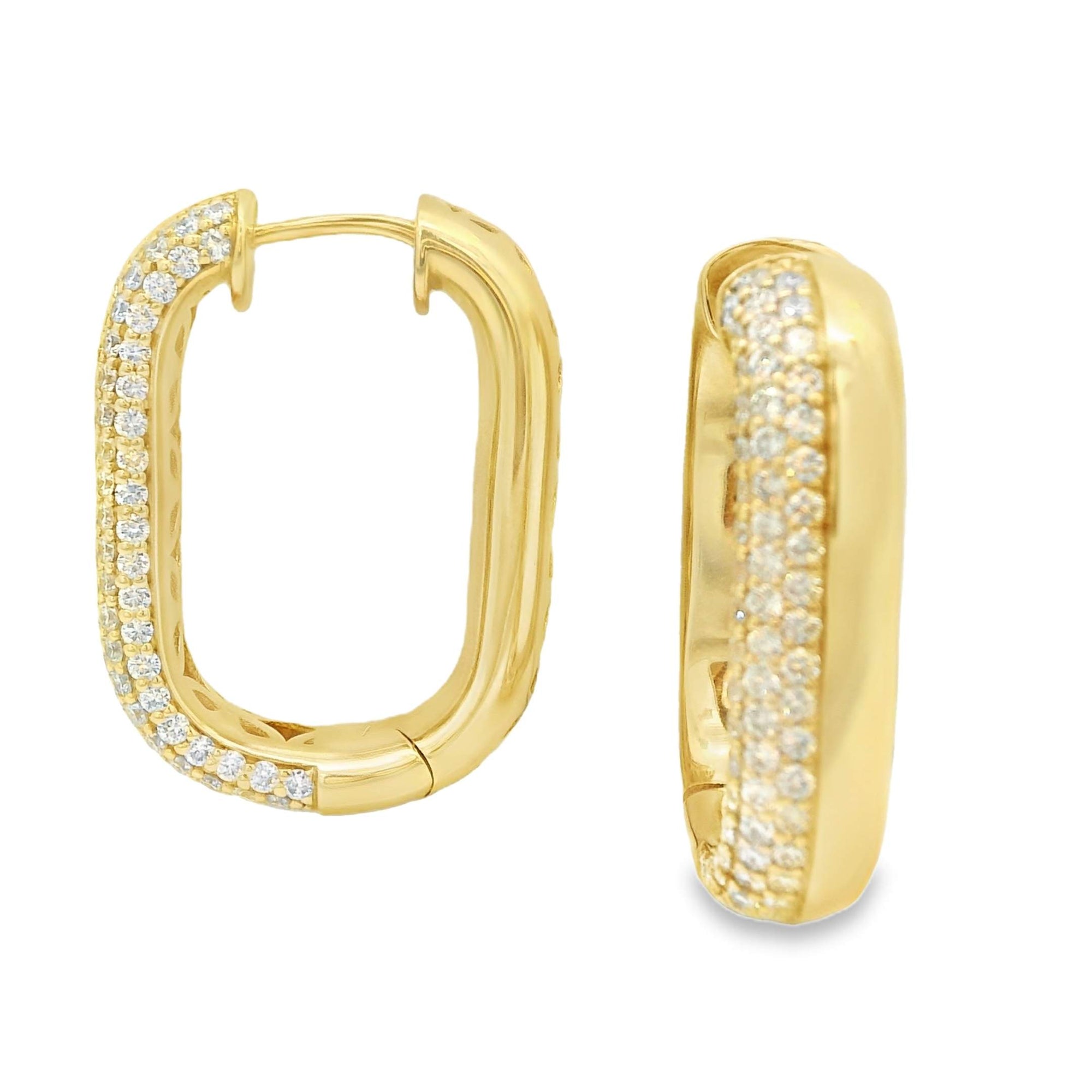 Pave Rectangle Diamond Hoops