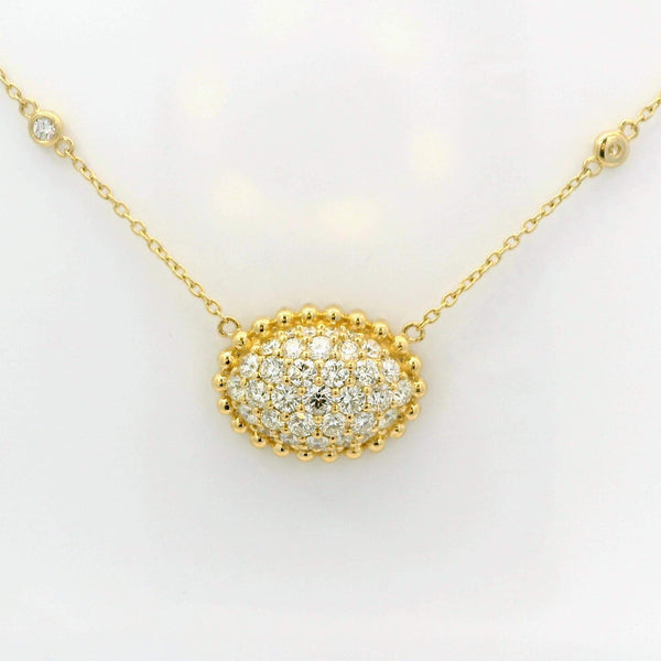 Pave Diamond Oval Pendant Necklace