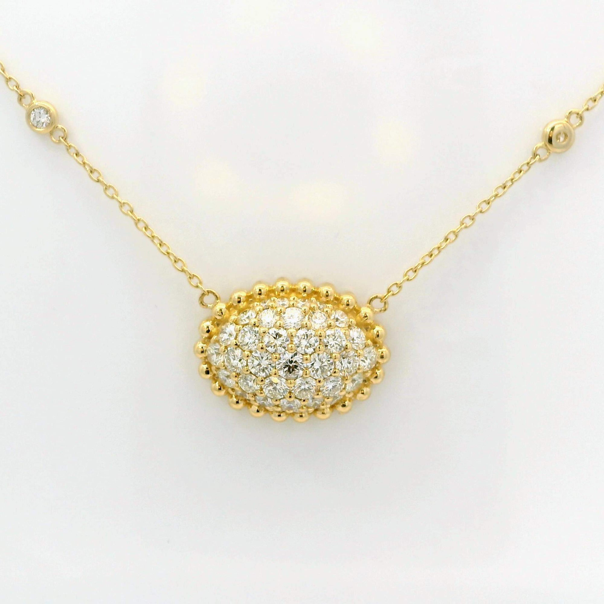 Pave Diamond Oval Pendant Necklace