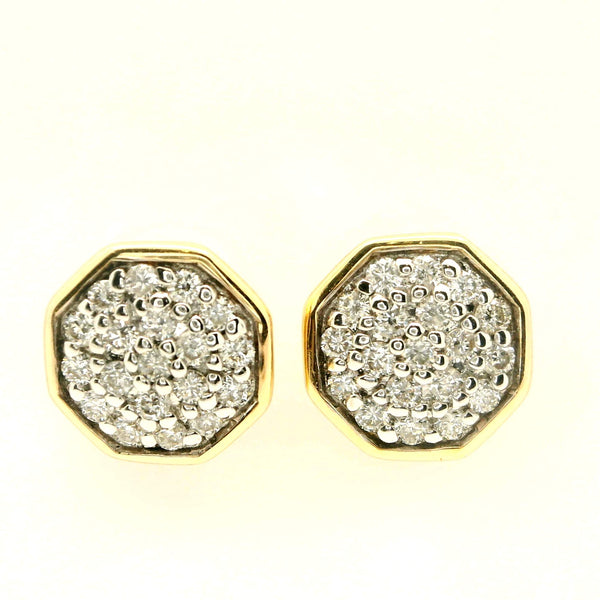 Octogan Pave Diamond Stud Earrings