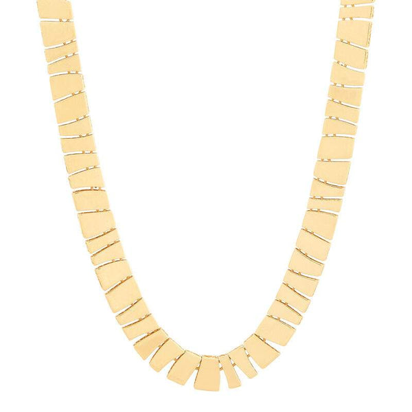 Satin & Polished Reverse Geometric Link Necklace