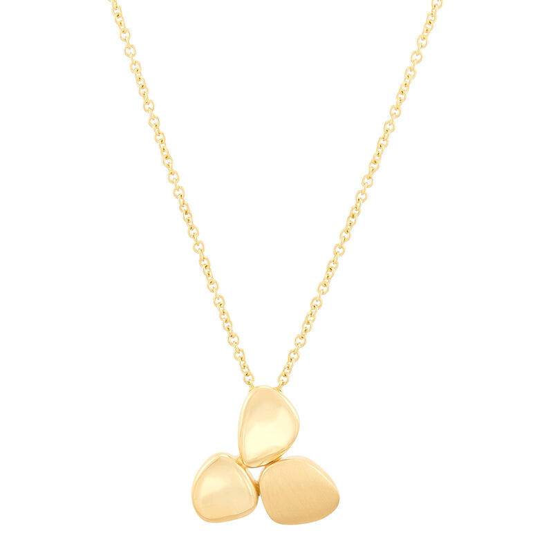 Satin & Polished 3 Graduated Oval Disk Pendant Necklace