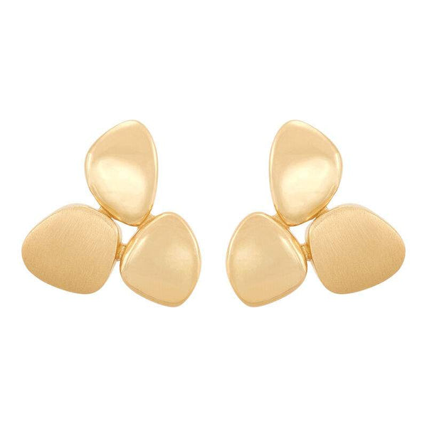 3 Oval Disc Graduated Satin Stud Earrings