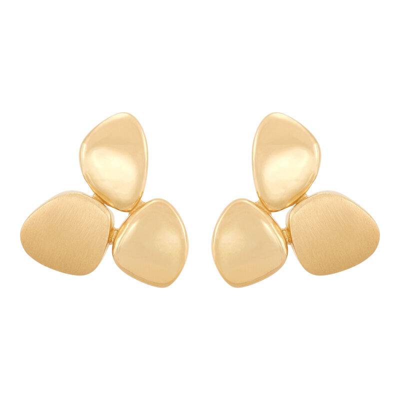 3 Oval Disc Graduated Satin Stud Earrings