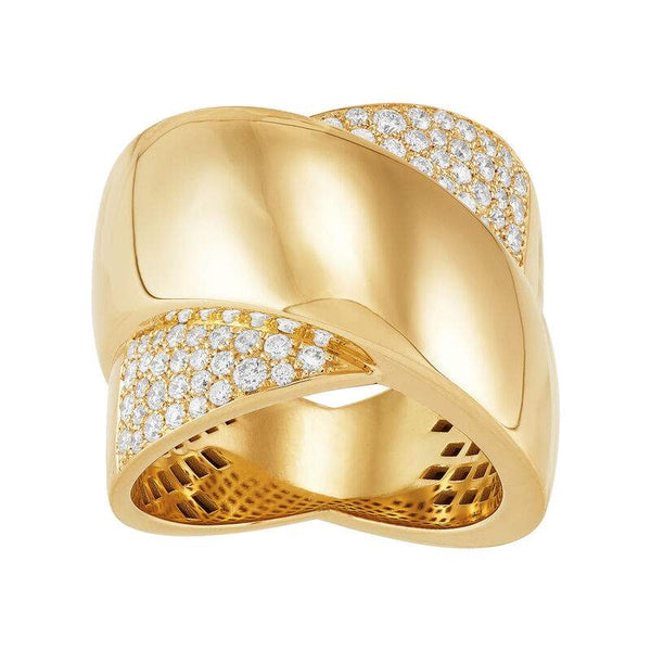 Polished Crossover Diamond Ring