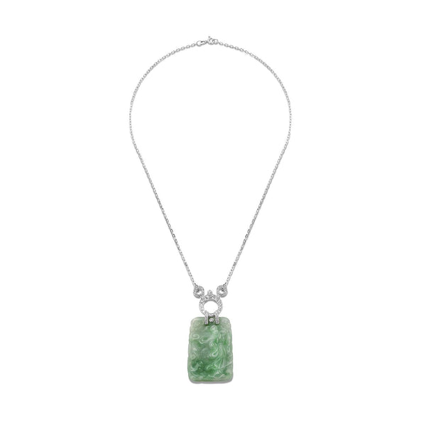 Carved Jade & Diamond Necklace