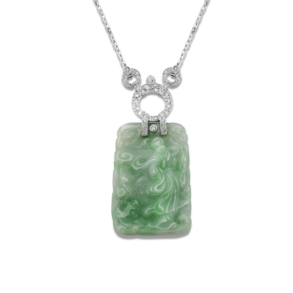 Carved Jade & Diamond Necklace
