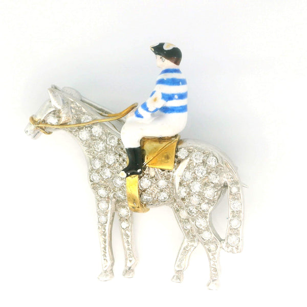 Race Horse Jockey Brooch