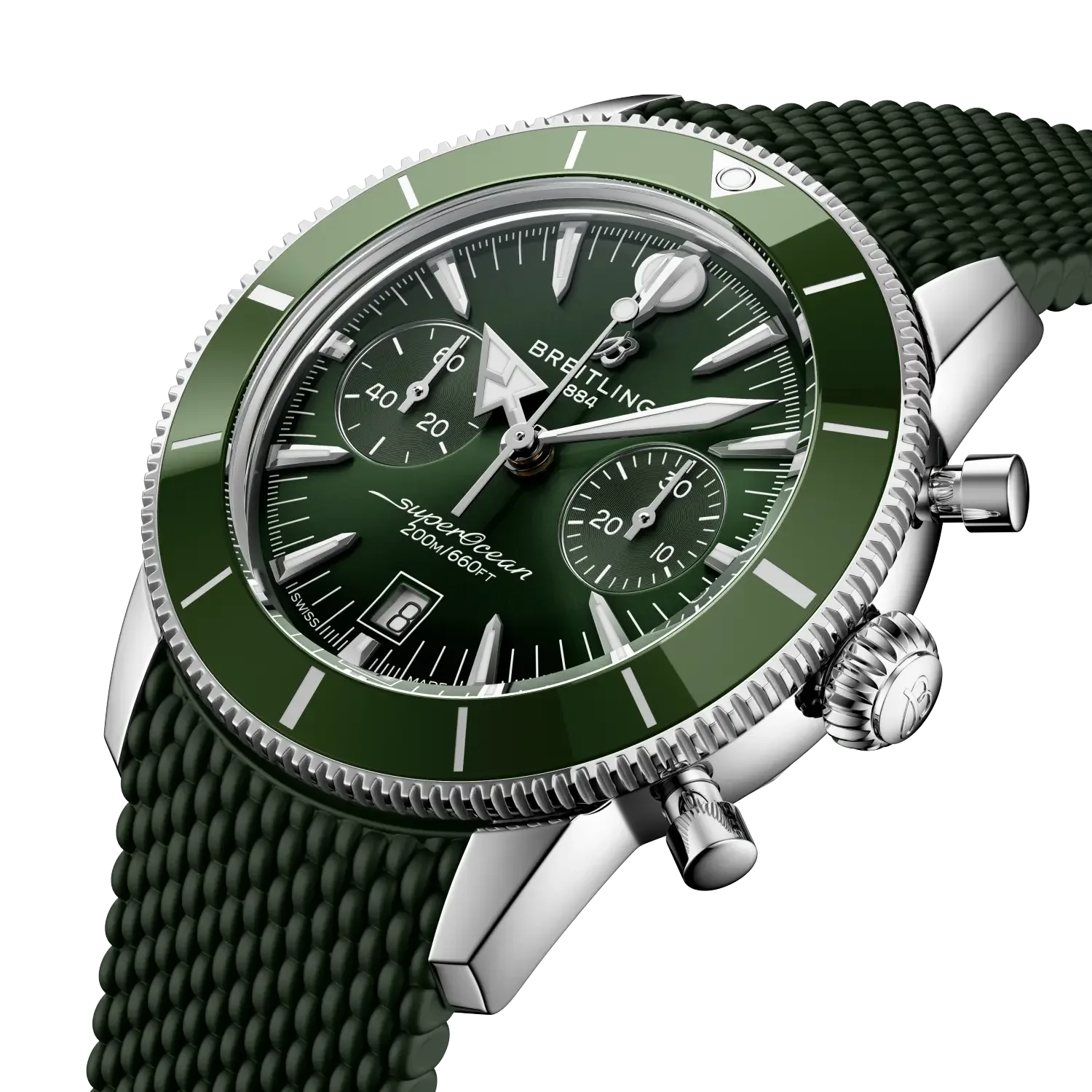 Superocean Heritage B01 Chronograph 42- Stainless Steel/ Green - Provident Jewelry