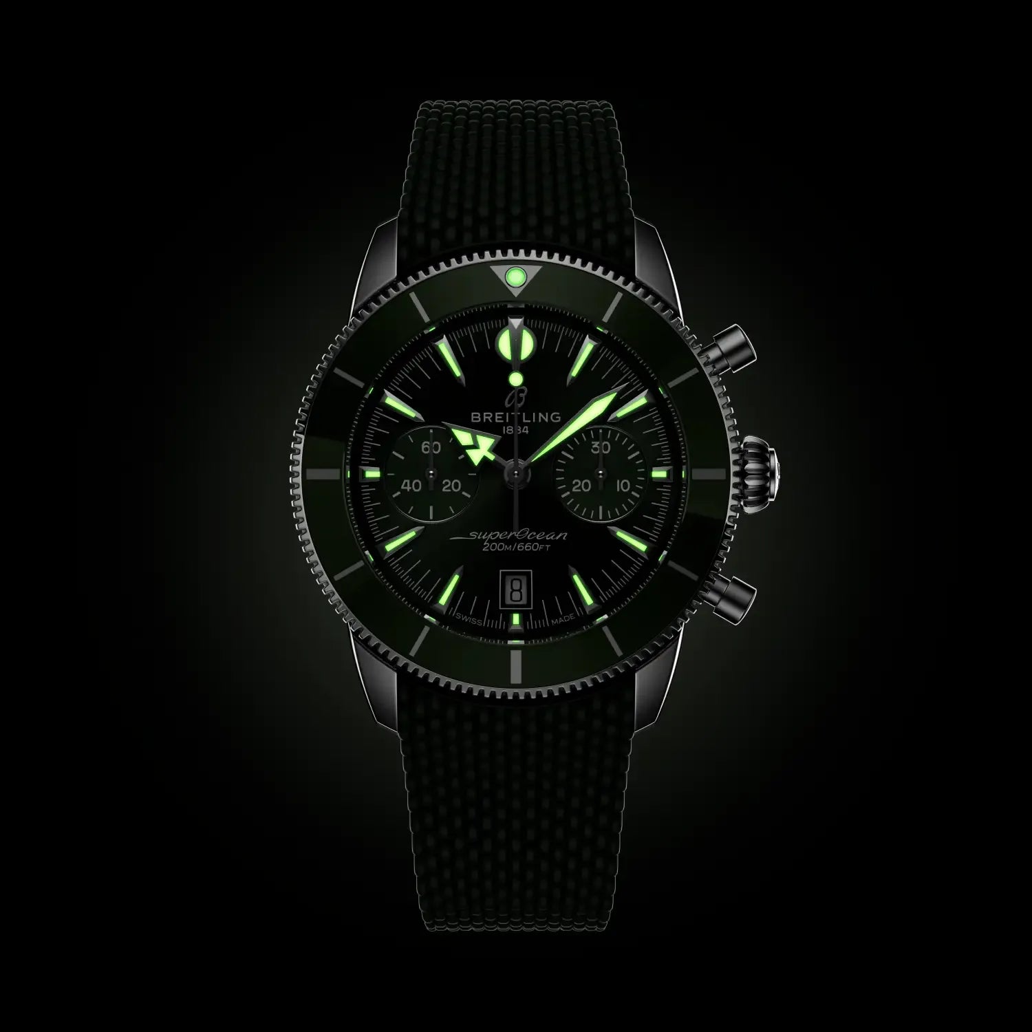 Superocean Heritage B01 Chronograph 42- Stainless Steel/ Green - Provident Jewelry