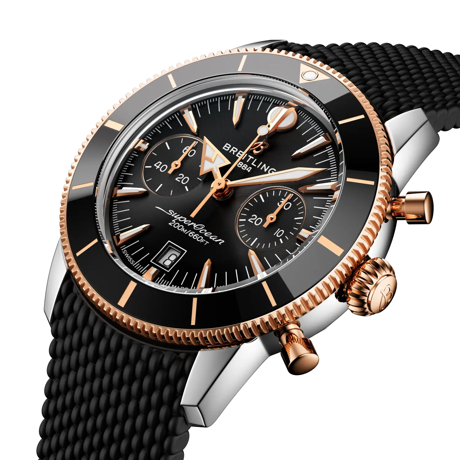 Superocean Heritage B01 Chronograph 42- Stainless Steel & 18k Red Gold/ Black - Provident Jewelry E-commerce
