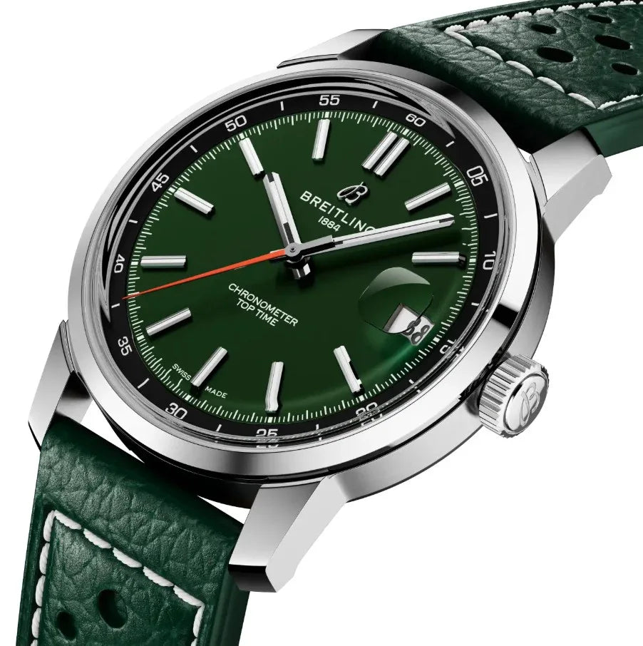 Top Time B31- Green Leather/Green Dial - Provident Jewelry
