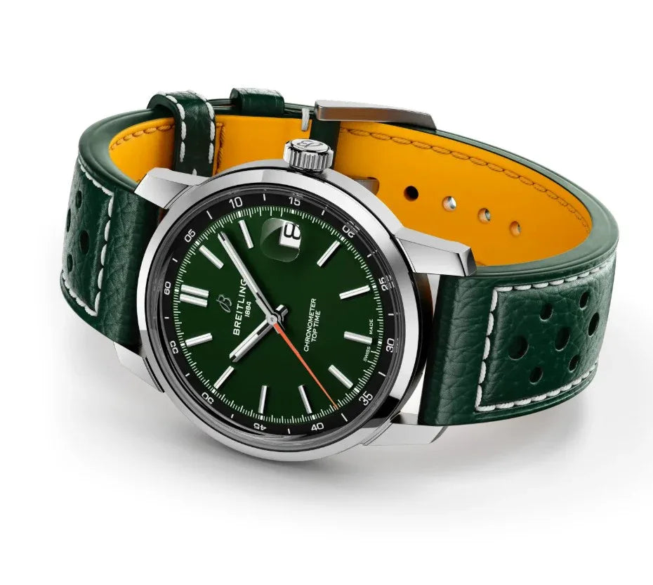 Top Time B31- Green Leather/Green Dial - Provident Jewelry