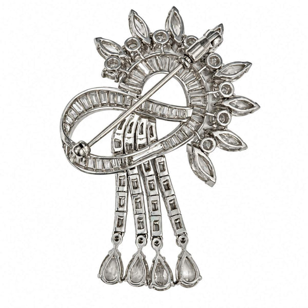 Platinum Diamond Ribbon Brooch