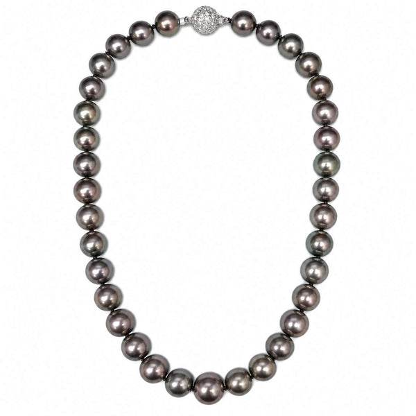 Tahitian Pearl Necklace with Diamond Clasp