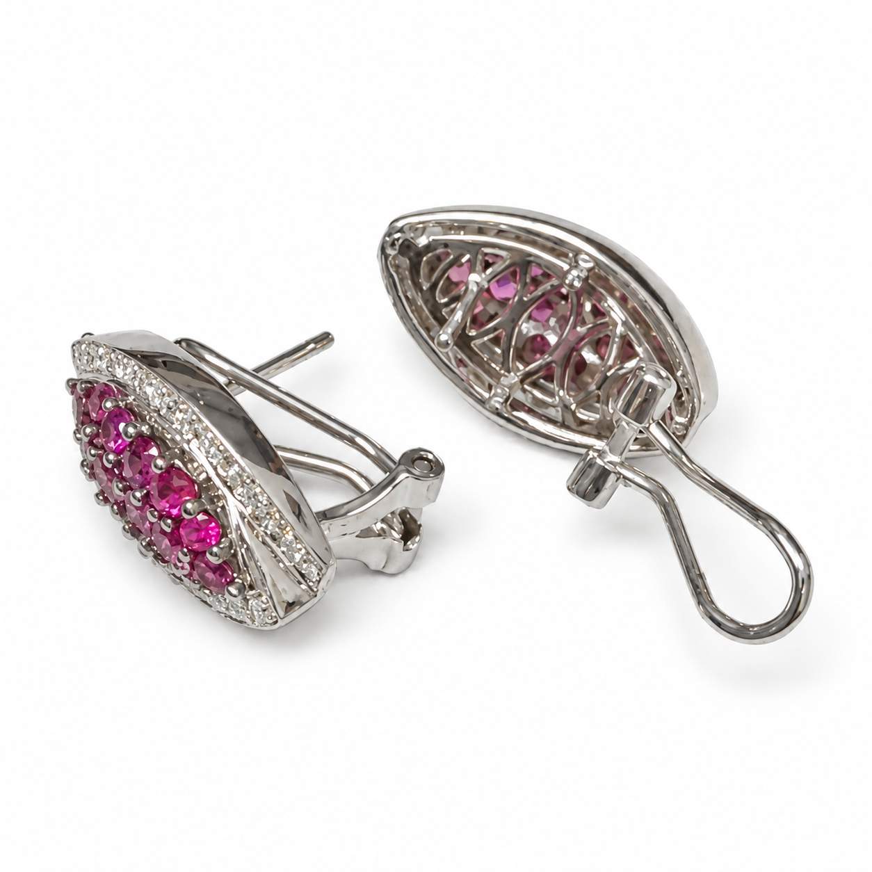 Pink Sapphire & Diamond Halo Earrings