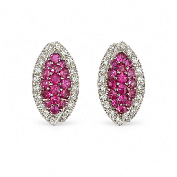 Pink Sapphire & Diamond Halo Earrings