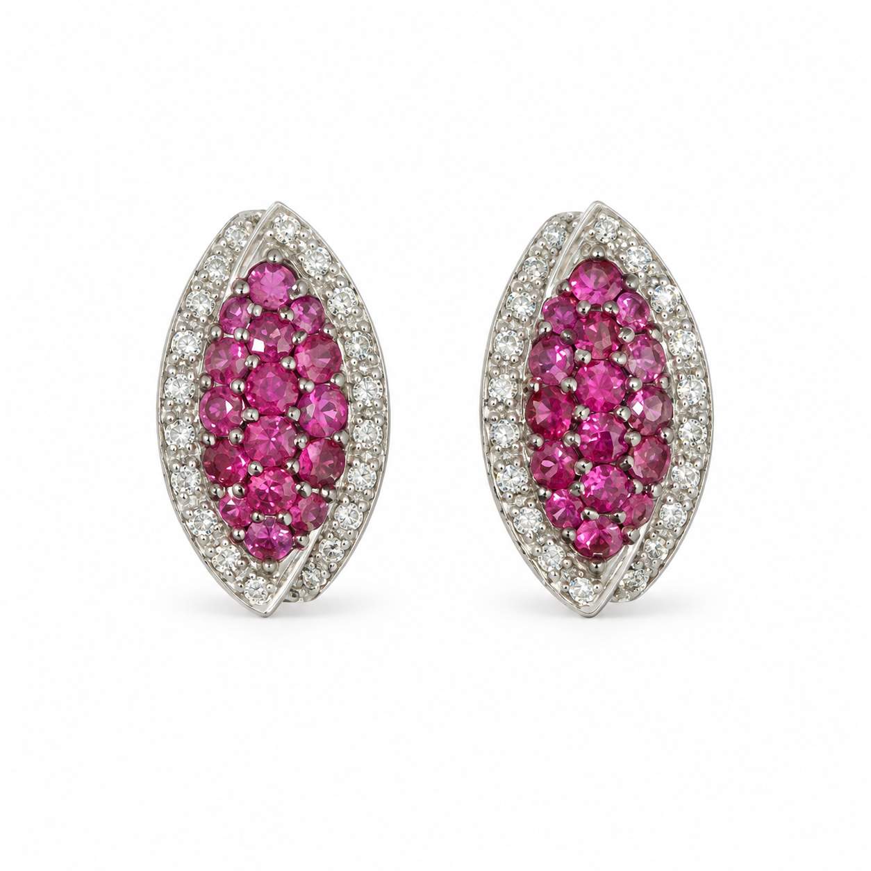 Pink Sapphire & Diamond Halo Earrings