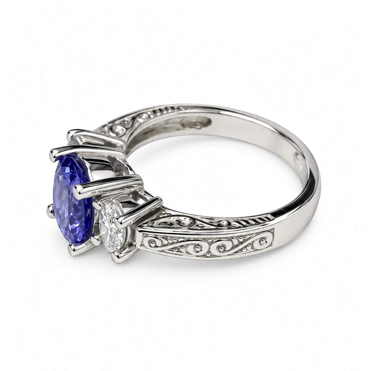 Tanzanite & Marquise Diamond Ring