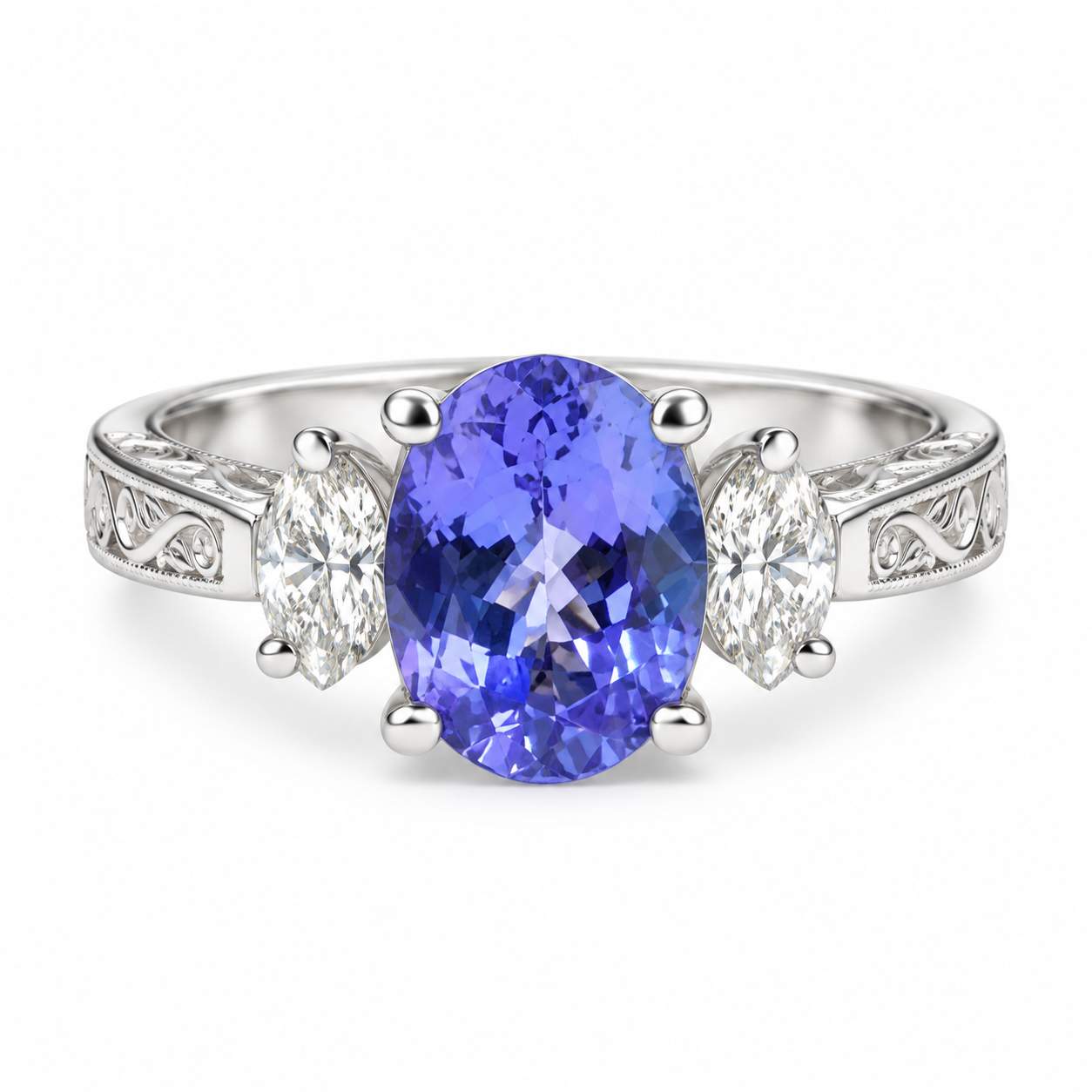 Tanzanite & Marquise Diamond Ring