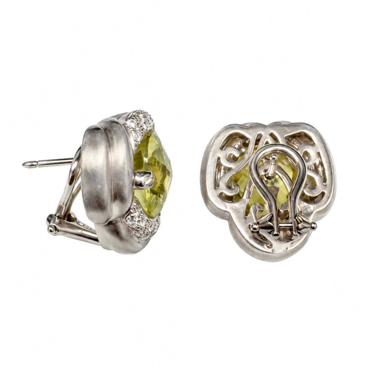 Gregg Ruth Lemon Quartz & Diamond Earrings