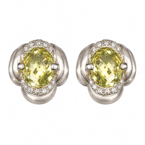 Gregg Ruth Lemon Quartz & Diamond Earrings