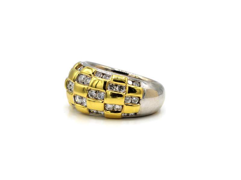 DIAMOND CHECKERBOARD DOME RING