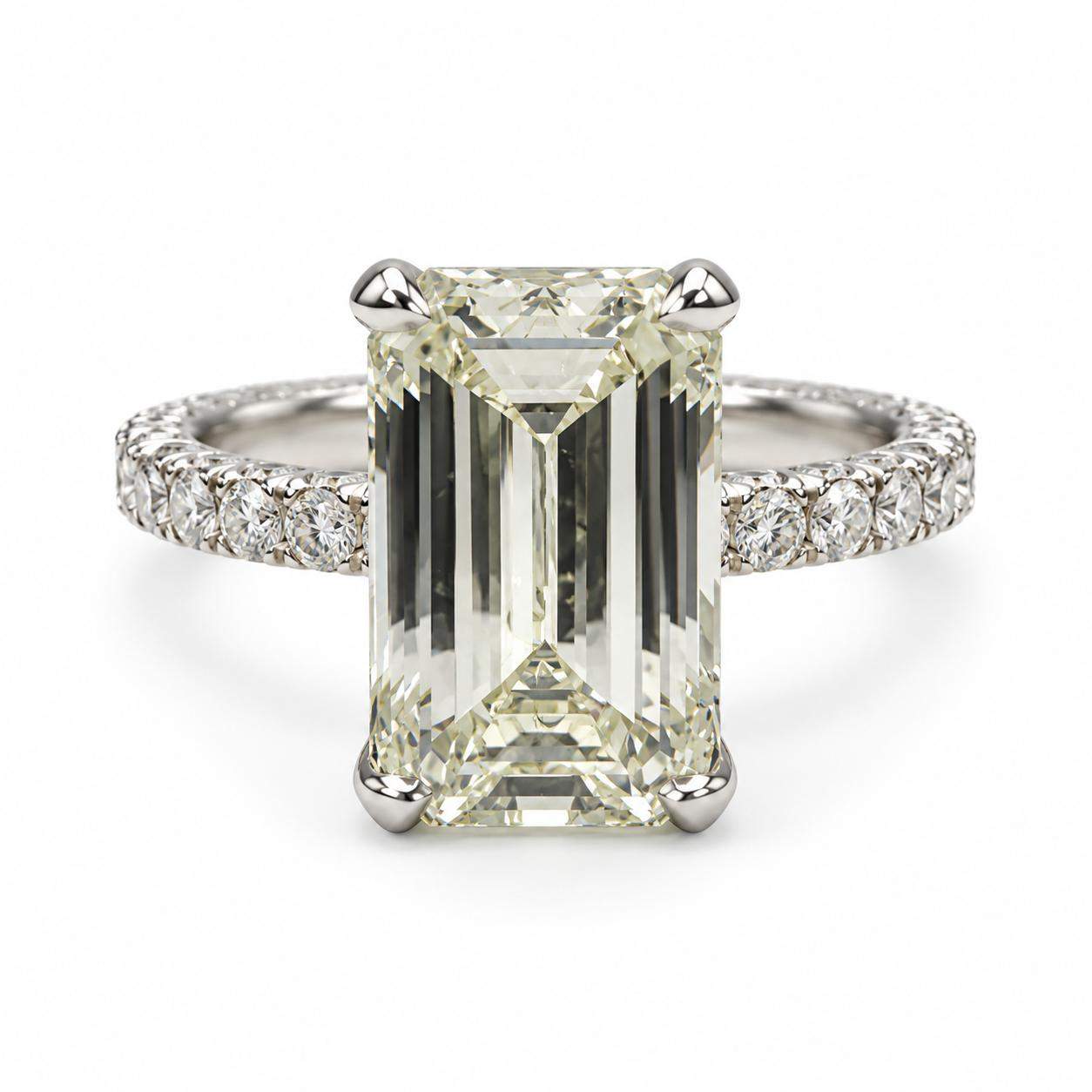 GIA Certified 3.89 Carat Emerald Cut Diamond Engagement Ring