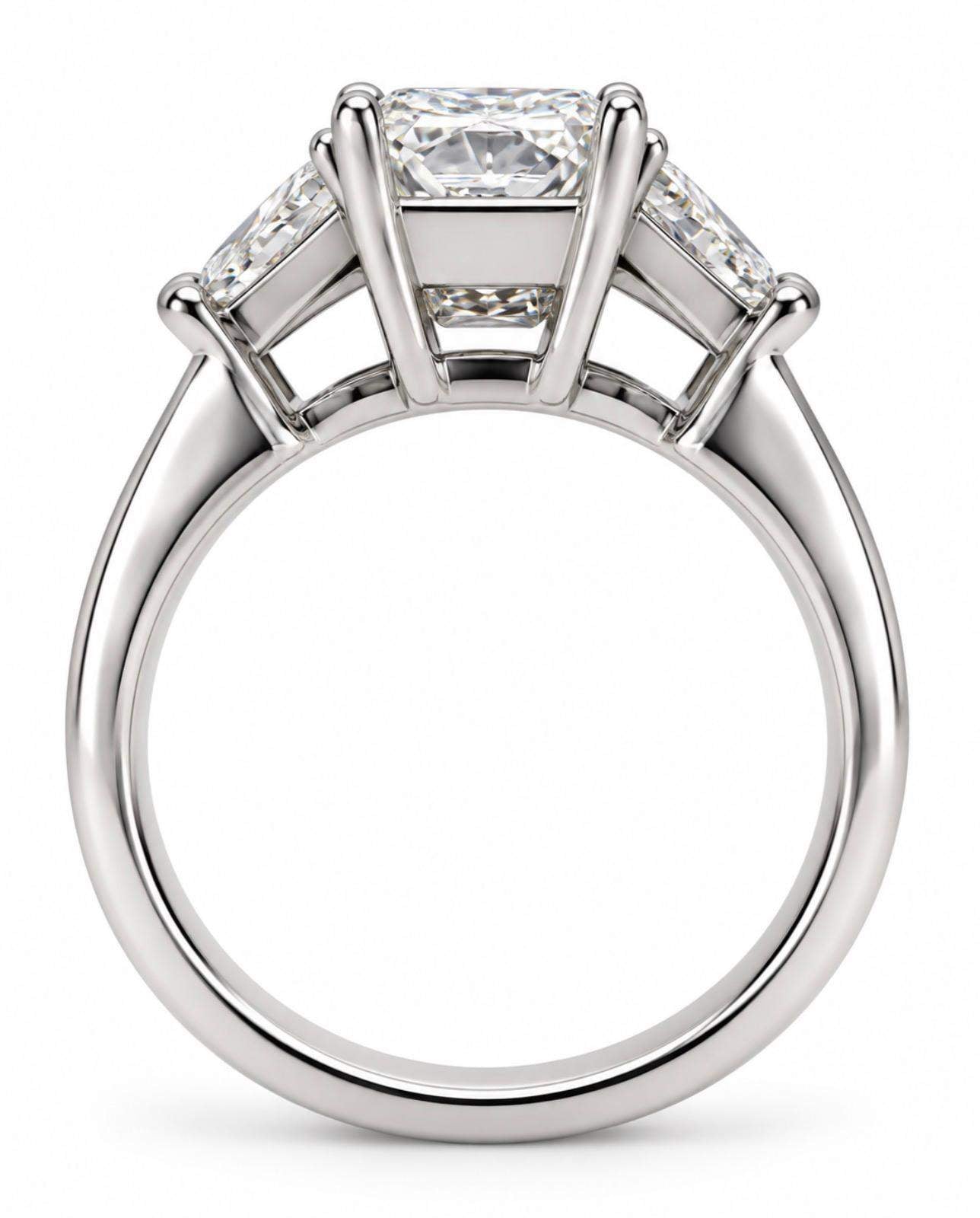 GIA Certified 2.61 Carat Radiant Cut Diamond Three Stone Engagement Ring