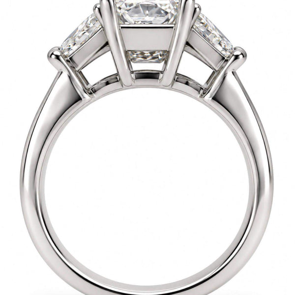 GIA Certified 2.61 Carat Radiant Cut Diamond Three Stone Engagement Ring