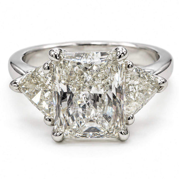 GIA Certified 2.61 Carat Radiant Cut Diamond Three Stone Engagement Ring