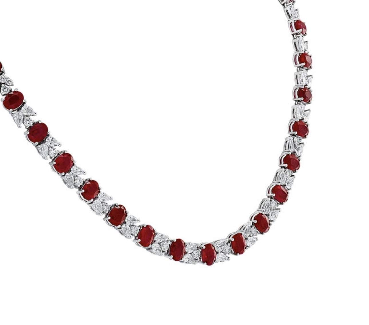 GIA certified Burma ruby and diamond necklace