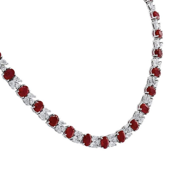 GIA Certified Burma Ruby and Diamond necklace