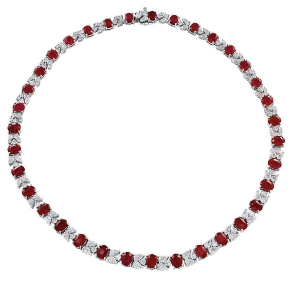 GIA Certified Burma Ruby and Diamond necklace
