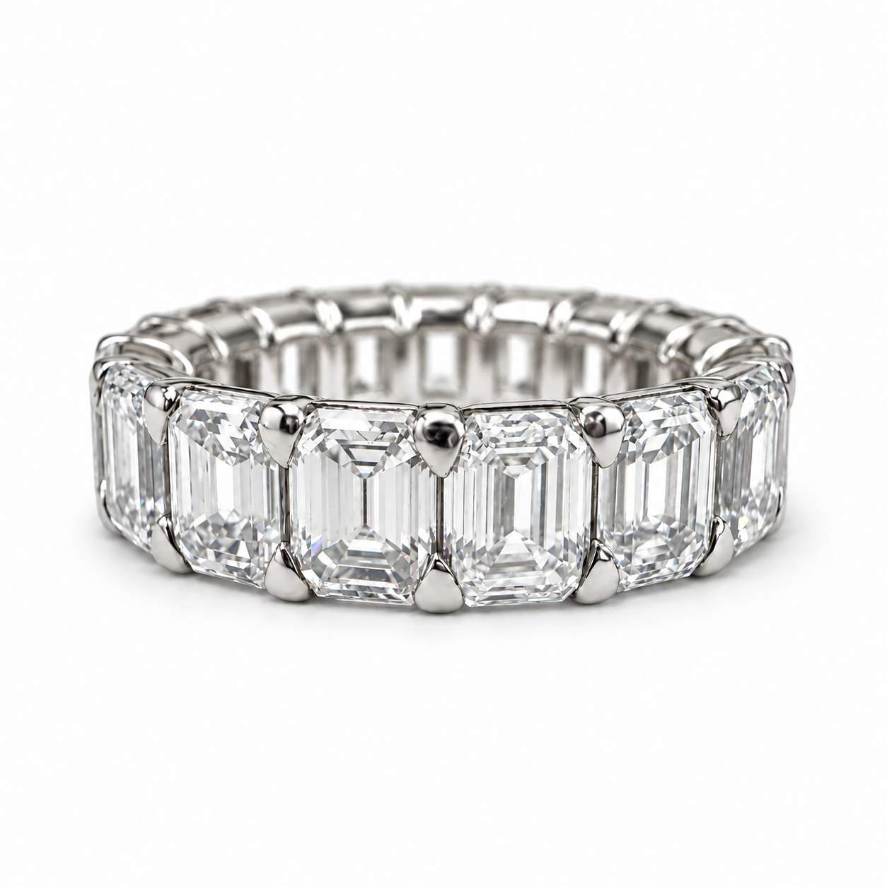 6.80 Carat Emerald Cut Diamond Eternity Band